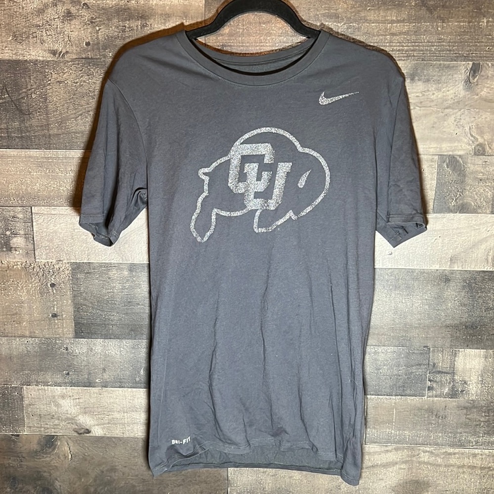 Gray with Silver Glitter CU Buffs Nike Short Sleeve T-Shirt